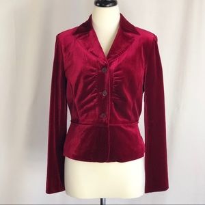 August Silk Red Velvet Blazer